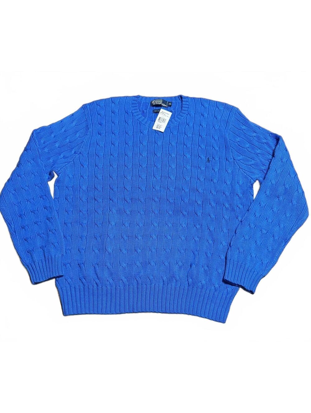 Polo Ralph Lauren Mens Cable Knit Crewneck Sweater XL Blue NWT Old Money Luxury
